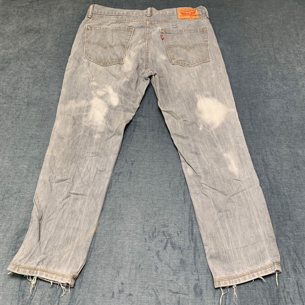 Levi's 511 Jeans Mens 36x30 Light Gray Denim Stretch Acid Wash Straight Leg